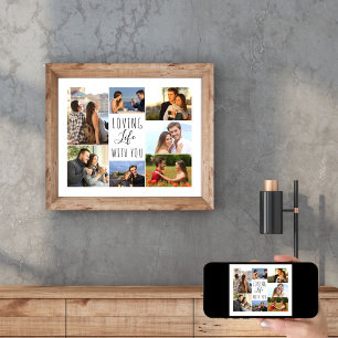 Loving Life with You 7 Photo Collage  白 ポスター