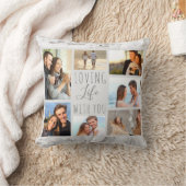 Loving Life with You 7 Photo Collage Gray Marble クッション (ブランケット)