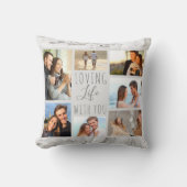 Loving Life with You 7 Photo Collage Gray Marble クッション (正面)