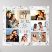 Loving Life with You 7 Photo Collage - Gray Marble ポスター (正面)