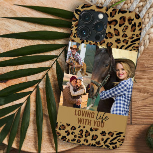 Loving Life with You Leopardプリント3フォトブラウン iPhone 13 Pro Maxケース