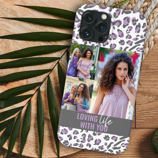 Loving Life with You Leopardプリント3写真薄紫 Case-Mate iPhoneケース