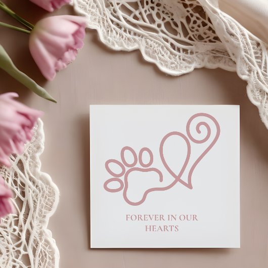 Loving Memorial Pet Paw Print & Heart Together ラバースタンプ