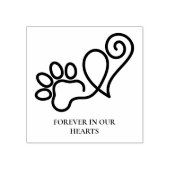 Loving Memorial Pet Paw Print & Heart Together ラバースタンプ (インプリント)