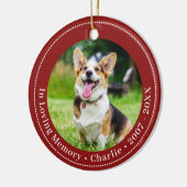 Loving Memoryのハート上の赤い足跡Pet写真 セラミックオーナメント (左)