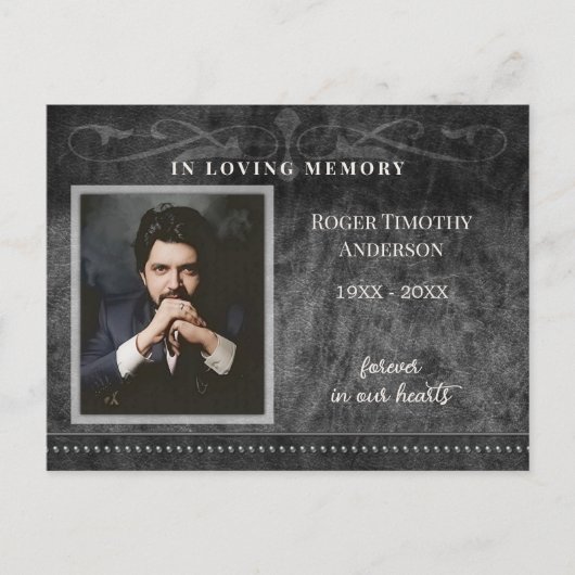 Loving Memoryのブラックグレー写真ありがとう ポストカード (正面)