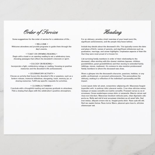 Loving Memoryの予算フォト葬儀プログラム (裏面)