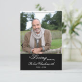 Loving Memoryの白黒スクリプト葬儀の写真 サンキューカード (スタンド正面)