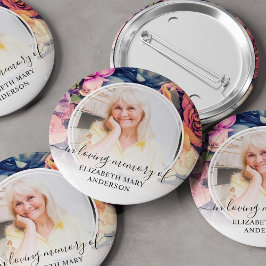 Loving Memoryの葬儀ムーディーなフローラ写真 缶バッジ