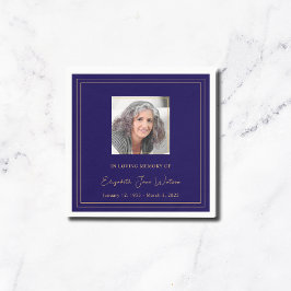 Loving Memoryの葬儀披露宴ネイビー&金ゴールド スタンダードカクテルナプキン