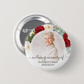 Loving Memoryの葬儀Red Rosesフローラ写真 缶バッジ (正面&裏面)