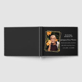 Loving Memoryの金ゴールドモダンブラックフォトメモリアル ゲストブック (全面)