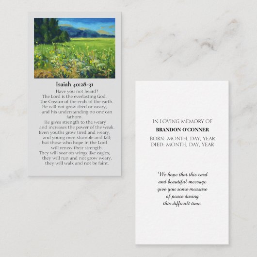 Loving Memoryイザヤ40:28-31共感書 名刺 (正面/裏面)