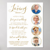 Loving Memoryエレガント金ゴールド写真結婚の記念碑 ポスター (正面)