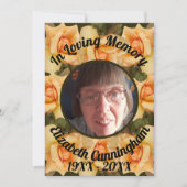 Loving Memoryオレンジ色のバラ縁ど写真詩 招待状 (正面)