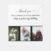 Loving Memoryカスタム Whiteの3フォトグリッド フリースブランケット (正面)