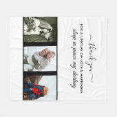 Loving Memoryカスタム Whiteの3フォトグリッド フリースブランケット (正面(横))