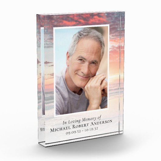 Loving Memoryサンセット写真悔やみや弔慰Tribute フォトブロック (左)