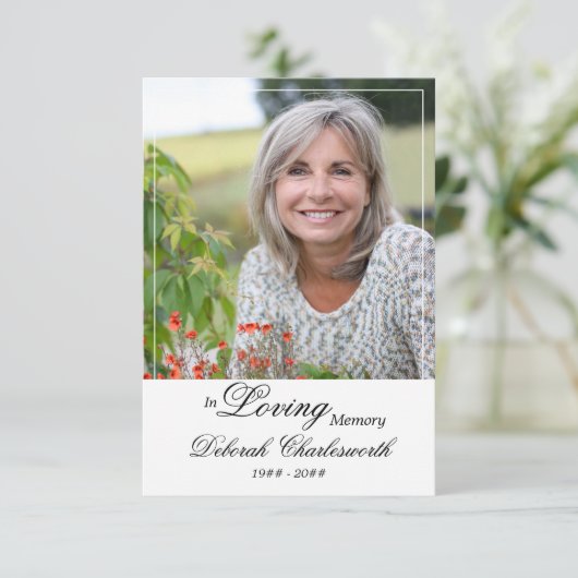 Loving Memoryスクリプトエレガントの葬儀の写真 サンキューカード (スタンド正面)