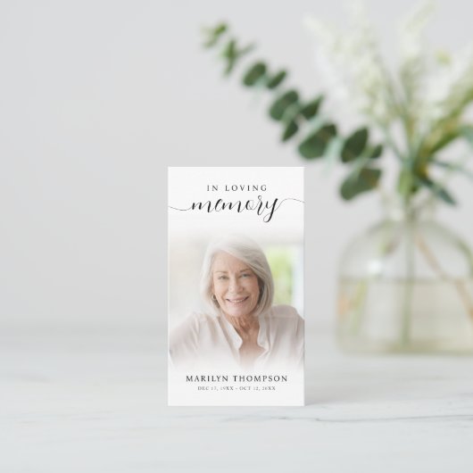 Loving Memoryスクリプトフォト祈りの言葉カードの葬儀 名刺 (スタンド正面)