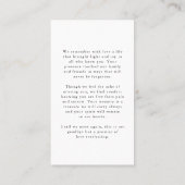 Loving Memoryスクリプトフォト祈りの言葉カードの葬儀 名刺 (裏面)