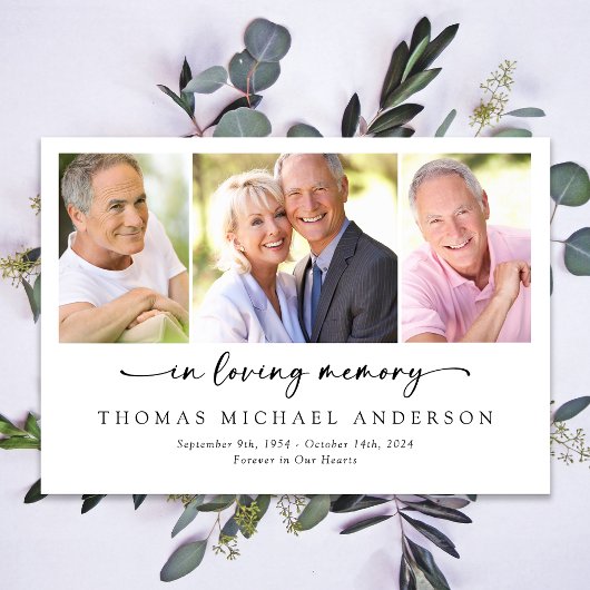 Loving Memoryスクリプトフォト葬儀悔やみや弔慰 サンキューカード