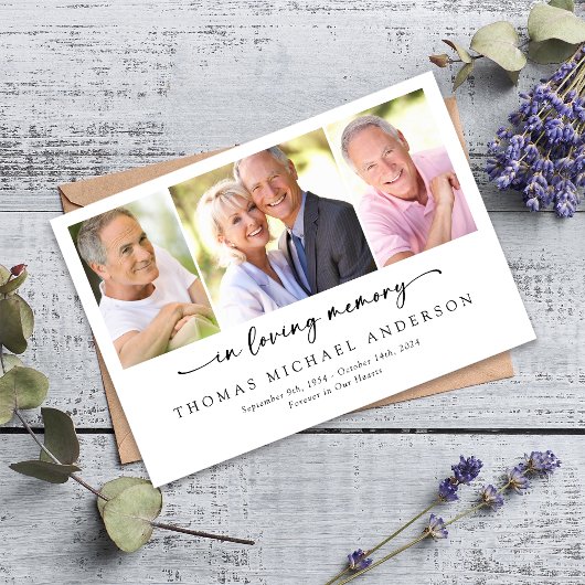 Loving Memoryスクリプトフォト葬儀悔やみや弔慰 サンキューカード