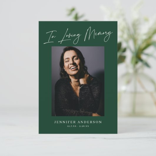 Loving Memoryダークグリーン記念撮影カード 招待状 (スタンド正面)