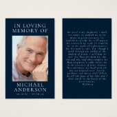 Loving Memoryネイビーブルー記念祈りの言葉カード (正面&裏面)