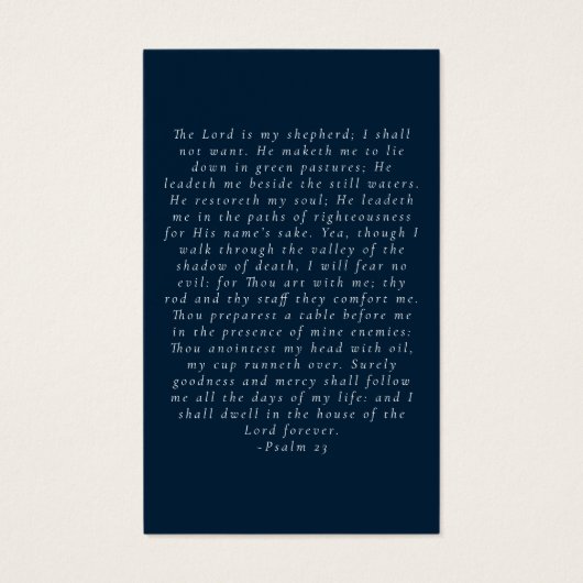 Loving Memoryネイビーブルー記念祈りの言葉カード (裏面)