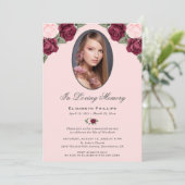 Loving Memoryピンク赤フローラ写真 招待状 (スタンド正面)