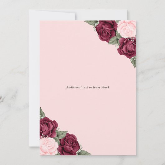 Loving Memoryピンク赤フローラ写真 招待状 (裏面)