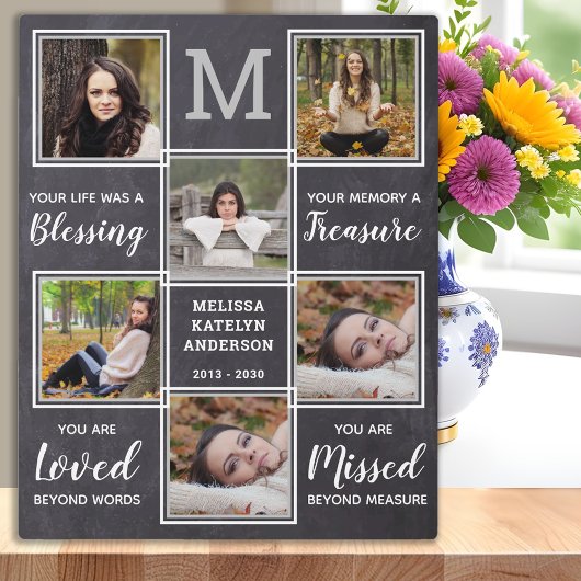 Loving Memoryフォトコラージュユニークメモリアル フォトプラーク