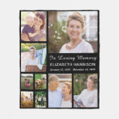 Loving Memoryフォトコラージュ記念ブラック フリースブランケット (正面)
