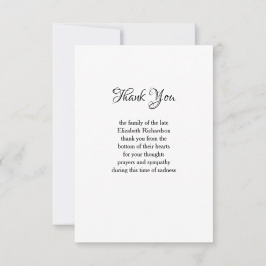 Loving Memoryフォトスクリプトエレガント葬儀 サンキューカード (裏面)