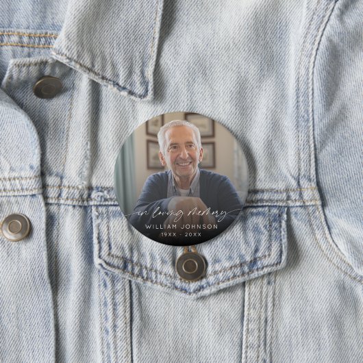 Loving Memoryフォトスクリプトエレガント葬儀 缶バッジ (インサイチュ)
