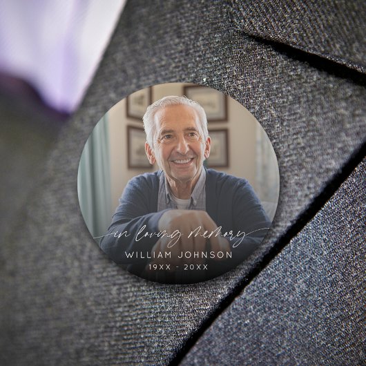 Loving Memoryフォトスクリプトエレガント葬儀 缶バッジ