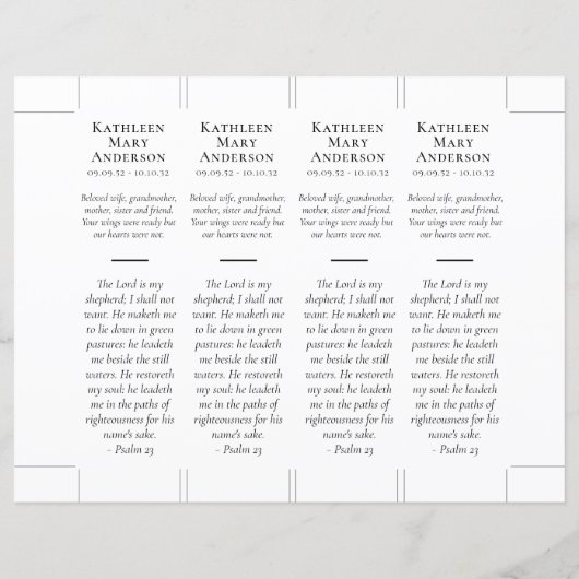 Loving Memoryフォトストリップ記念ブックマーク (裏面)