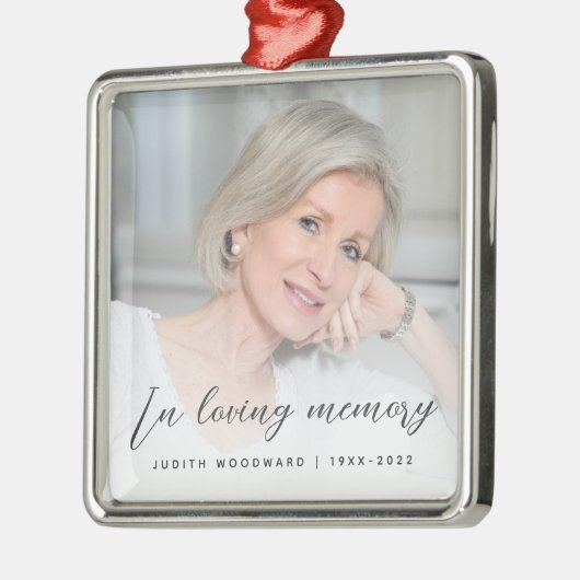 Loving Memoryフォトメモリアルグレー メタルオーナメント (左)