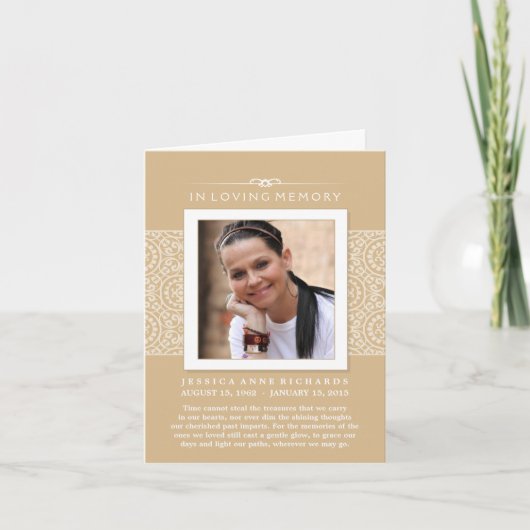 Loving Memoryフォト金ゴールドエレガントサンキューカード サンキューカード (正面)