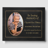 Loving Memoryブラックエレガント金ゴールド写真記念 ゲストブック (正面)