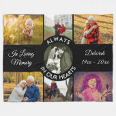 Loving Memoryブラックフォトパーソナライズされたで フリースブランケット (正面(横))