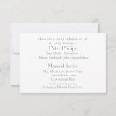 Loving Memoryホワイトフレームのカスタムお祝い 招待状 (裏面)