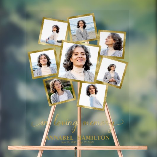 Loving Memoryメモリアルの写真コラージュ アクリルサイン (ニュートラル)