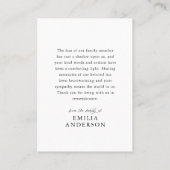 Loving Memoryメモリアルモダンシンプルフォトカード 名刺 (裏面)