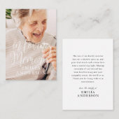 Loving Memoryメモリアルモダンシンプルフォトカード 名刺 (正面/裏面)