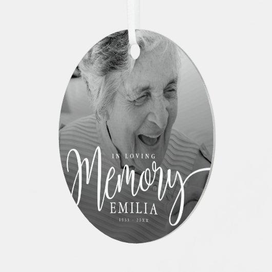 Loving Memoryメモリアルモダンシンプル写真 メタルオーナメント (正面左)