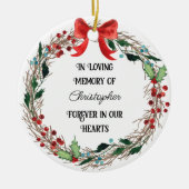 Loving Memory写真と名前のリース素朴 セラミックオーナメント (正面)
