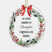 Loving Memory写真と名前のリース素朴 セラミックオーナメント (左)