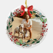 Loving Memory写真と名前のリース素朴 セラミックオーナメント (裏面)